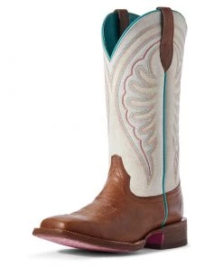 'Ariat' Women's 12" Circuit Shiloh Western Square Toe - Brown / White 10 'Ariat' Women's 12