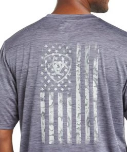 'Ariat' Men's Charger Graphic Flag T-Shirt - Graystone