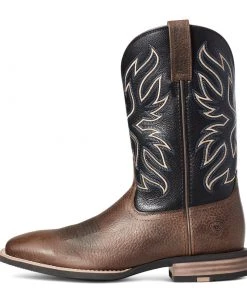 'Ariat' Men's 11" Everlite Vapor Western Square Toe - Ranch Brown / Black Deertan