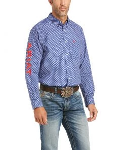'Ariat' Men's Team Barle Western Button Down - Blue