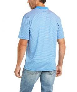 'Ariat' Men's Micro Stripe Polo - Imperial Blue