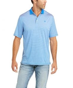 'Ariat' Men's Micro Stripe Polo - Imperial Blue