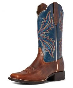 'Ariat' Women's West Bound Square Toe - Russet Rebel / Crackle Navy 12 'Ariat' Women's West Bound Square Toe - Russet Rebel / Crackle Navy