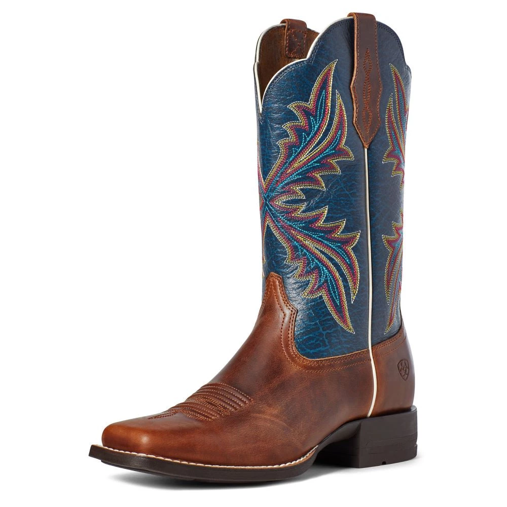'Ariat' Women's West Bound Square Toe - Russet Rebel / Crackle Navy 7 'Ariat' Women's West Bound Square Toe - Russet Rebel / Crackle Navy