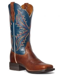 'Ariat' Women's West Bound Square Toe - Russet Rebel / Crackle Navy 11 'Ariat' Women's West Bound Square Toe - Russet Rebel / Crackle Navy
