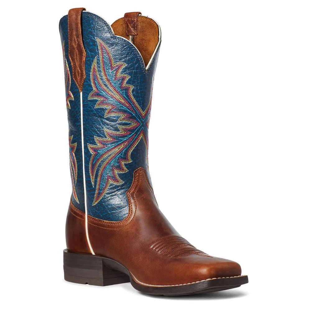 'Ariat' Women's West Bound Square Toe - Russet Rebel / Crackle Navy 6 'Ariat' Women's West Bound Square Toe - Russet Rebel / Crackle Navy