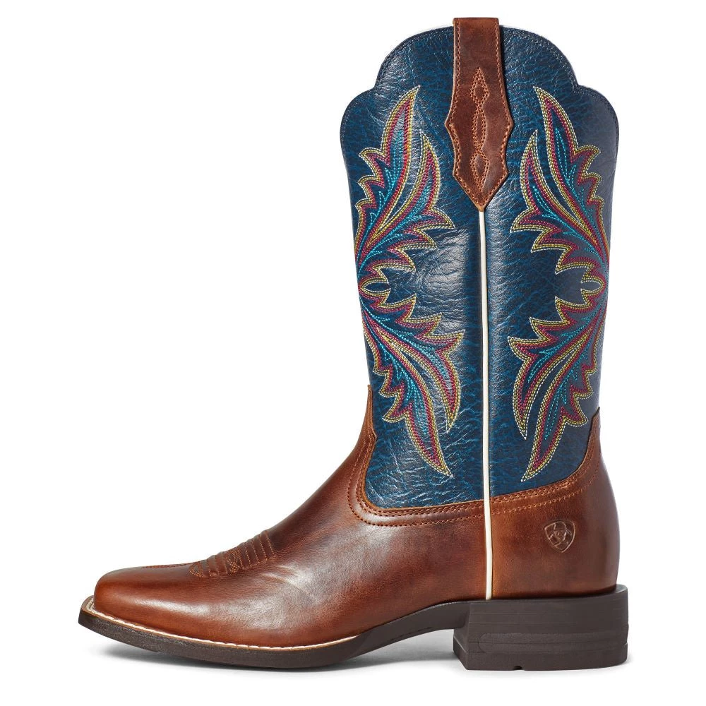 'Ariat' Women's West Bound Square Toe - Russet Rebel / Crackle Navy 3 'Ariat' Women's West Bound Square Toe - Russet Rebel / Crackle Navy