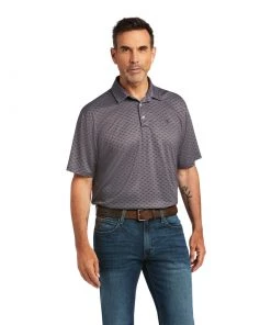 'Ariat' Men's All Over Print Polo - Carbon Zero Southwest