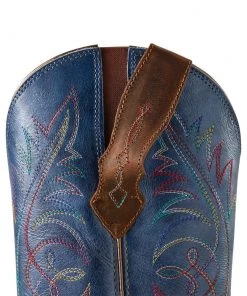 'Ariat' Women's Round Up StretchFit Square Toe - Sassy Brown / Metallic Navy