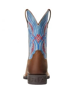 'Ariat' Youth Double Kicker Square Toe - Distressed Brown / Stone Blue 11 'Ariat' Youth Double Kicker Square Toe - Distressed Brown / Stone Blue