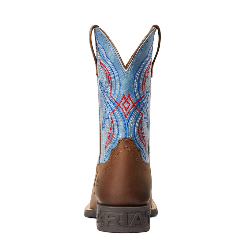 'Ariat' Youth Double Kicker Square Toe - Distressed Brown / Stone Blue 6 'Ariat' Youth Double Kicker Square Toe - Distressed Brown / Stone Blue