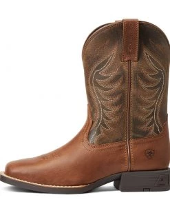 Kids 'Ariat' Youth Amos Square Toe - SORREL CRUNCH/ARMY GREEN