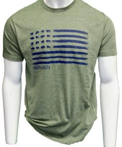 'ScratchPad Tees' Unisex Bison Flag SD Tee - Military Green