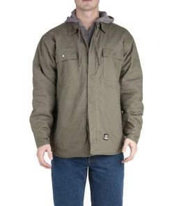 'Berne' Men's Throttle Hooded Shirt Jacket - Sage