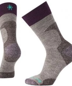 Smartwool Women PhD Hunt Light Crew Socks - Taupe / Magenta / Charcoal