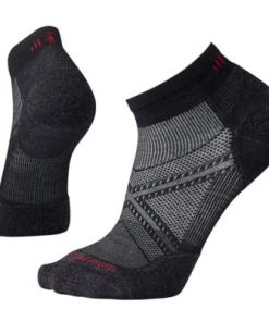 Smartwool Men PhD Run Light Elite Low Cut Sock - Black / Light Gray / Charcoal Gray / Red