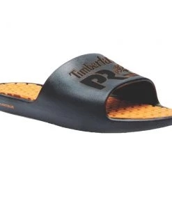 'Timberland Pro' Men's Logo Anti-Fatigue Tech Slides - Black / Orange