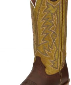 Justin Brands 'Tony Lama' Men's 15" Fairview Buckaroo Western Square Toe - Brown / Moss Green 17 Justin Brands 'Tony Lama' Men's 15