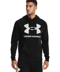 'Under Armour' Men's Rival Fleece Big Logo Hoodie - Black / Onyx White