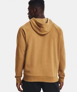 'Under Armour' Men's Rival Fleece Big Logo Hoodie - Antique Ochre / Omega Orange