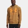 'Under Armour' Men's Rival Fleece Big Logo Hoodie - Antique Ochre / Omega Orange