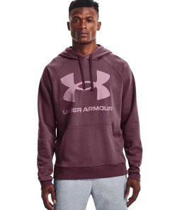'Under Armour' Men's Rival Fleece Big Logo Hoodie - Ash Plum / Mauve Pink