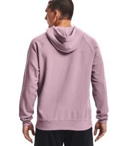 'Under Armour' Men's Rival Fleece Big Logo Hoodie - Mauve Pink / Black 5 'Under Armour' Men's Rival Fleece Big Logo Hoodie - Mauve Pink / Black