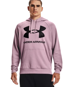 'Under Armour' Men's Rival Fleece Big Logo Hoodie - Mauve Pink / Black