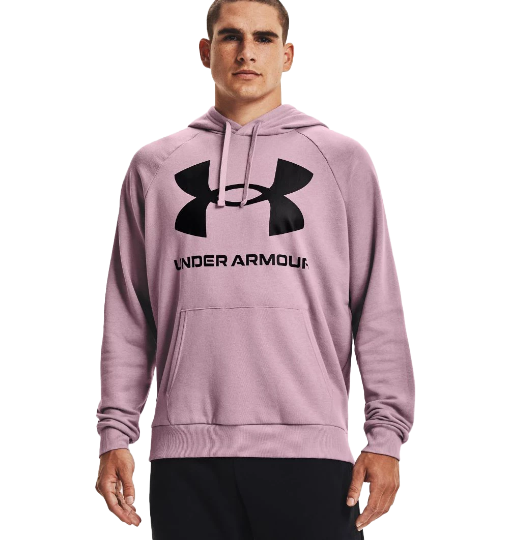 'Under Armour' Men's Rival Fleece Big Logo Hoodie - Mauve Pink / Black 3 'Under Armour' Men's Rival Fleece Big Logo Hoodie - Mauve Pink / Black