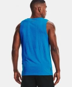'Under Armour' Men's Rush™ Seamless Sleeveless T-Shirt - Blue Circuit / Black