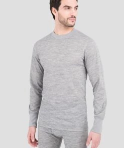 TERRAMAR BASE LAYER 'Terramar' Men's 3.0 Merino Wool Bi-Layer Heritage Crew - Grey Heather (Tall)