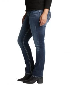SILVER JEANS CO 'Silver Jeans' Women's Suki Mid Rise Straight Leg - Dark Indigo (Ext. Sizes)