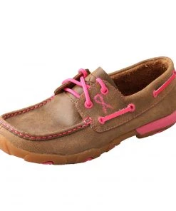 Twisted X Boots 'Twisted X' "Tough Enough To Wear Pink" Driving Moc - Tan / Pink Women