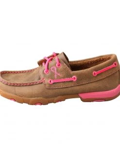 Twisted X Boots 'Twisted X' "Tough Enough To Wear Pink" Driving Moc - Tan / Pink Women