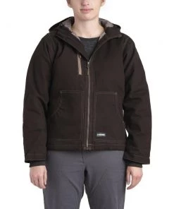 'Berne' Women's Modern Hooded Jacket - Dark Brown