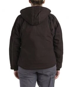 'Berne' Women's Modern Hooded Jacket - Dark Brown