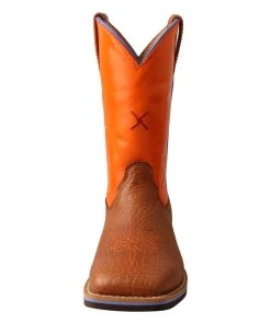 Twisted X Boots 'Twisted X' Youth 9" Western Square Toe - Tan / Orange 10 Twisted X Boots 'Twisted X' Youth 9