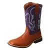 Twisted X Boots Kids 'Twisted X' Youth 9" Western Square Toe - Tan / Purple