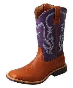 Twisted X Boots Kids 'Twisted X' Youth 9" Western Square Toe - Tan / Purple