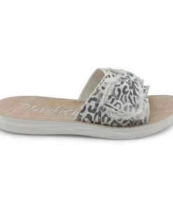 'Blowfish Malibu' Women's Saturn Sandal - Gray Paper Cat Canvas