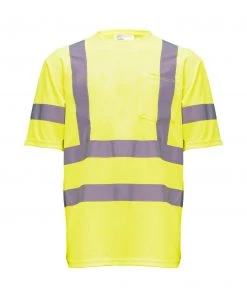 'KEY' Men's Hi-Visibility Pocket T-Shirt - Hi-Vis Yellow