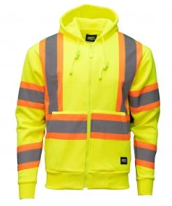 'KEY' Men's Hi-Vis ANSI Class 3 Hooded Sweatshirt - Hi-Vis Yellow