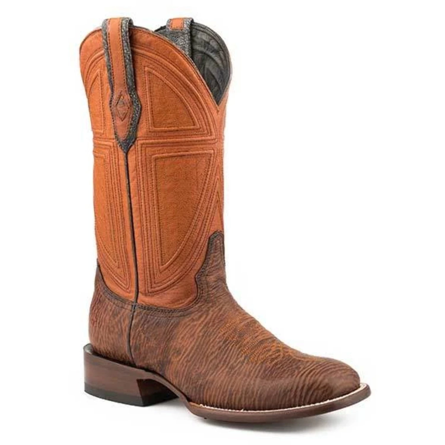 KARMAN ROPER 'Stetson' Men's 13" Winston Shark Vamp Square Toe - Brown / Brown 3 KARMAN ROPER 'Stetson' Men's 13" Winston Shark Vamp Square Toe - Brown / Brown