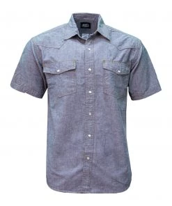 'Key' Men's Chambray Western Snap Front - Blue Chambray