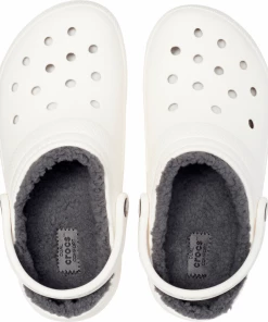 'Crocs' Unisex Classic Lined Clog - White / Grey Shoes & Boots
