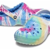 'Crocs' Women's Classic Lined Tie Dye Clog - Powder Blue / Multi 2 'Crocs' Women's Classic Lined Tie Dye Clog - Powder Blue / Multi