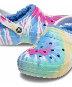 'Crocs' Women's Classic Lined Tie Dye Clog - Powder Blue / Multi