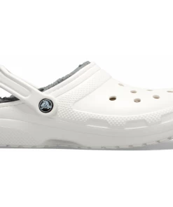 'Crocs' Unisex Classic Lined Clog - White / Grey Shoes & Boots