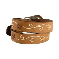 M&F Western Products, Inc 'Nocona' 1 1/2" Embroidered Cream Floral Belt - Tan Women