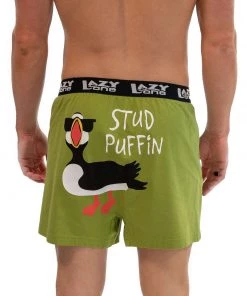 'Lazy One' Men's Stud Puffin Boxer - Green